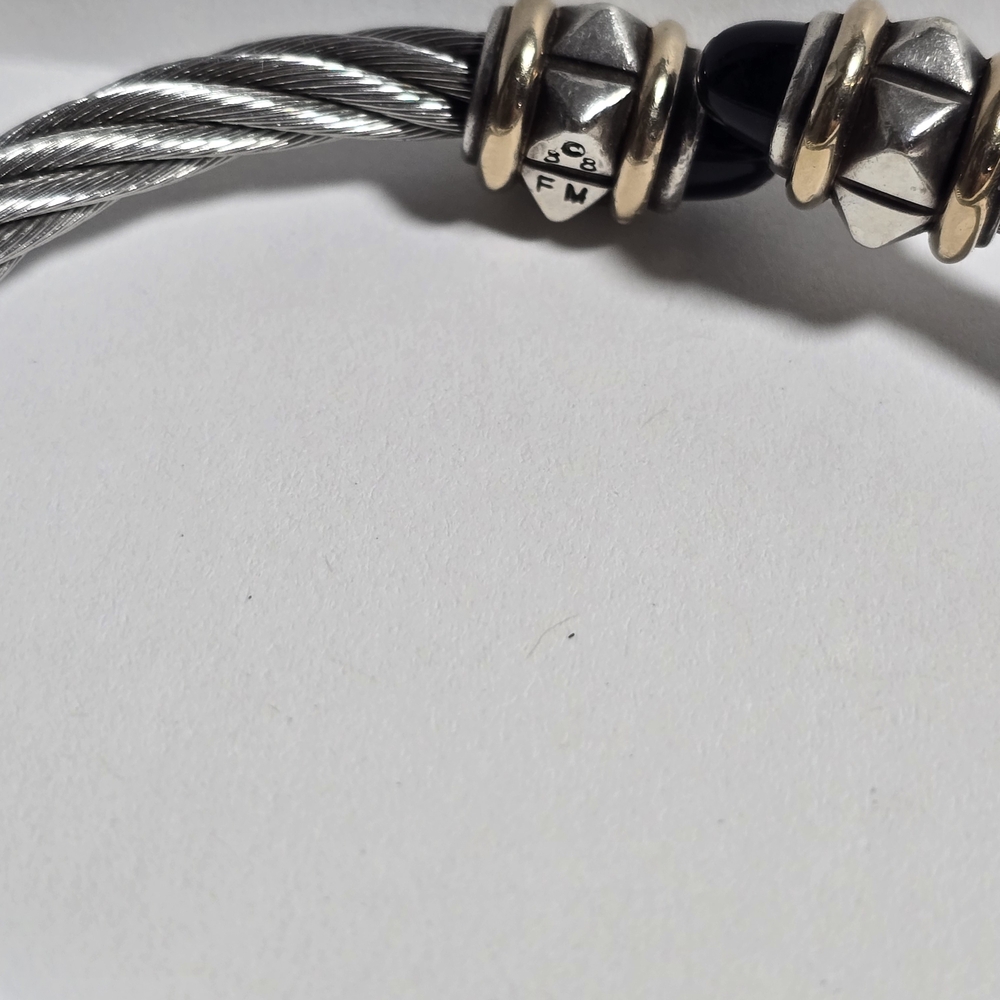 Franklin Mint Silver and Gold Cable Bracelet - Picture 2 of 3